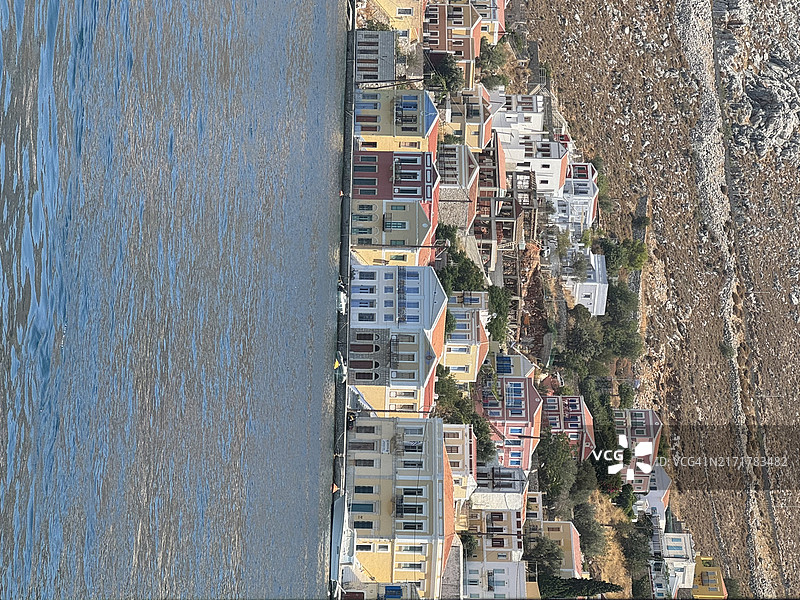 海边小镇鸟瞰图片素材