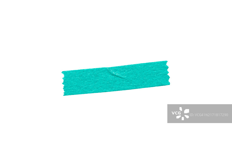 纸质胶带：用于多种图形设计装饰、剪贴簿的节日设计元素宏观摄影：在白色背景上隔离切出，纹理化高分辨率，在白色背景上褶皱隔离，绿松石色图片素材