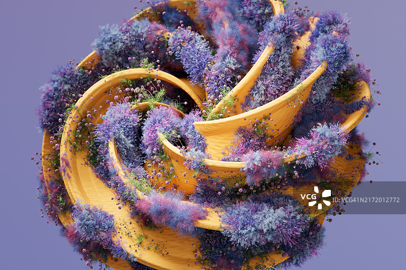 具有生长植物的抽象有机形态。生长与转变图片素材