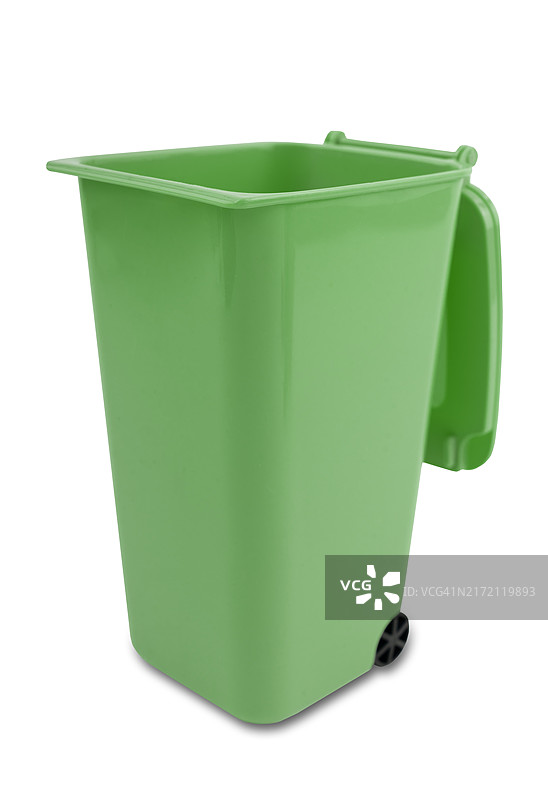 带有轮子的绿色垃圾箱，已保存裁剪路径图片素材