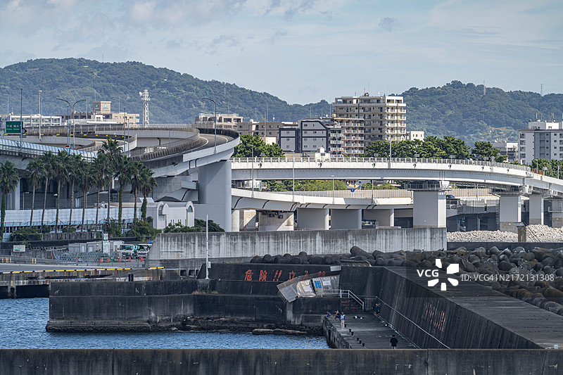 日本神奈川县的海岸公路交叉口图片素材