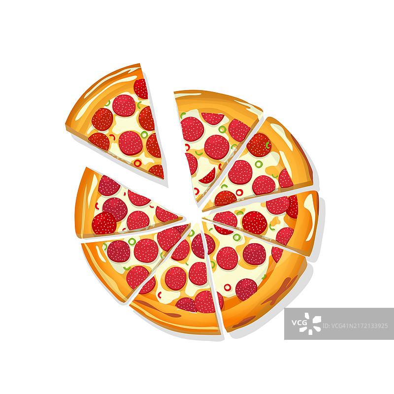 卡通风意大利香肠披萨切片矢量图图片素材