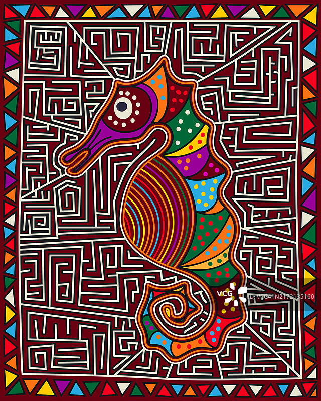 海马莫拉印第安风格合成矢量图图片素材