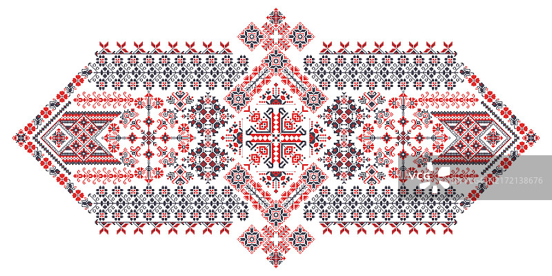 白色背景上的传统罗马尼亚刺绣矢量设计元素图片素材