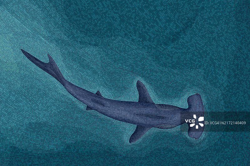 锤头鲨马赛克壁纸矢量图图片素材