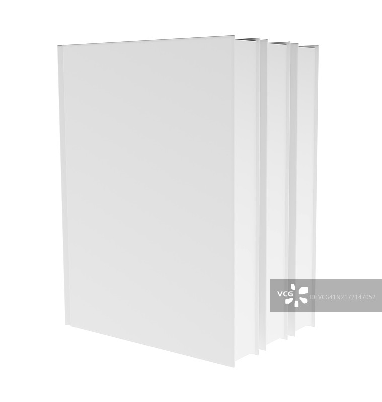 白色背景上的三本空白封面书本样机图片素材