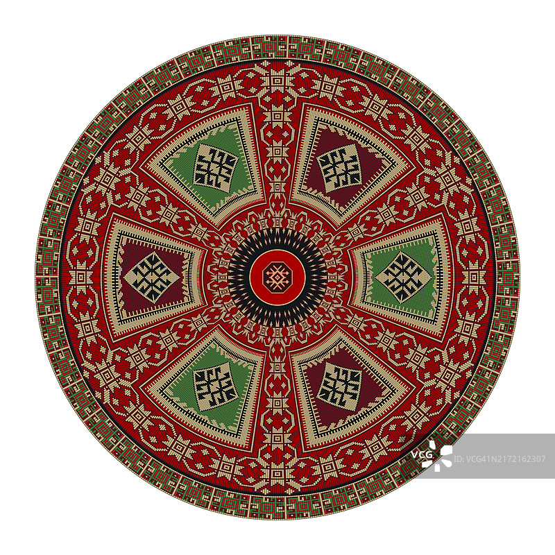 传统基里姆圆形装饰元素矢量模板图片素材