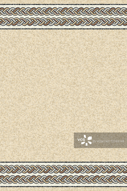 带马赛克瓷砖的装饰边框图案，无缝矢量插画图片素材