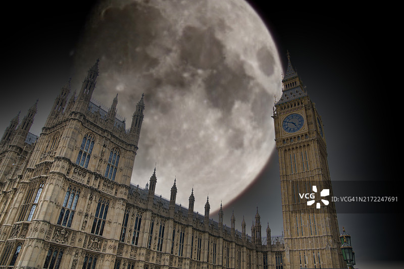 大本钟与月亮图片素材