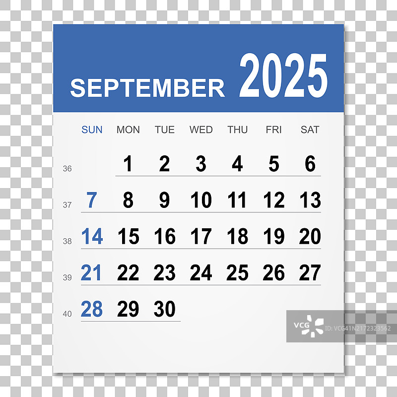 2025年9月日历图片素材