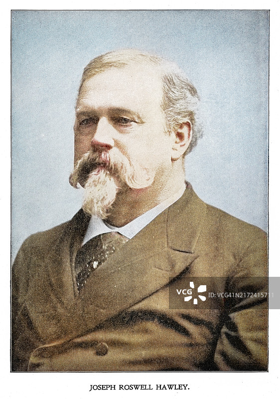 约瑟夫·罗斯威尔·霍利肖像，康涅狄格州第42任州长，美国共和党和自由土壤党政治家，南北战争将军，记者和报纸编辑图片素材