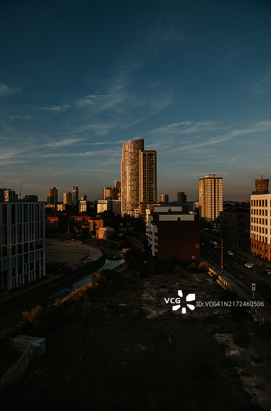 夏季傍晚黄昏时分的伦敦城市天际线图片素材