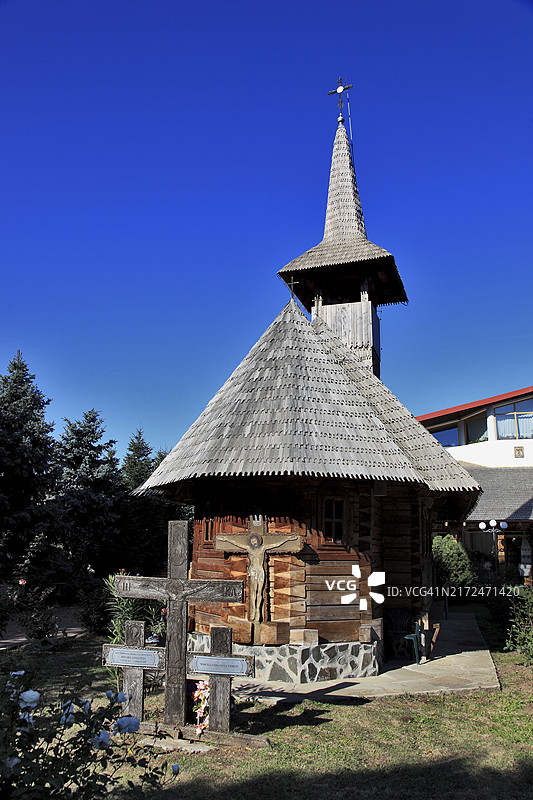 布加勒斯特南部的久尔久，与保加利亚的边境城镇，圣乔治修道院，罗马尼亚，欧洲图片素材