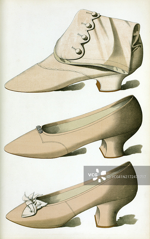 1900年的鞋子时尚：女士鞋履图片素材
