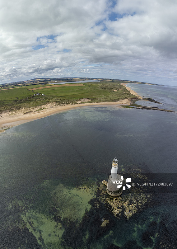 航拍苏格兰彼得黑德拉特雷角灯塔图片素材