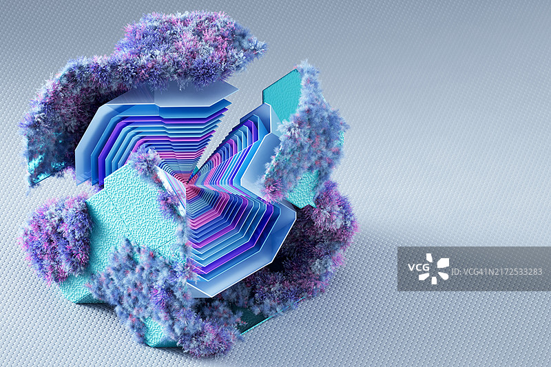 人工智能的增长：未来主义立方体，生态系统图片素材