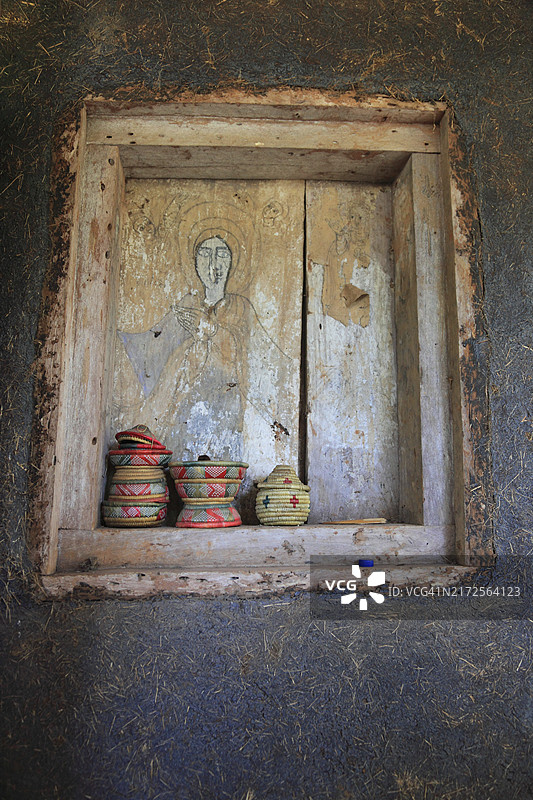 埃塞俄比亚塔纳湖泽吉半岛上的阿佐亚玛丽亚姆圆形教堂图片素材