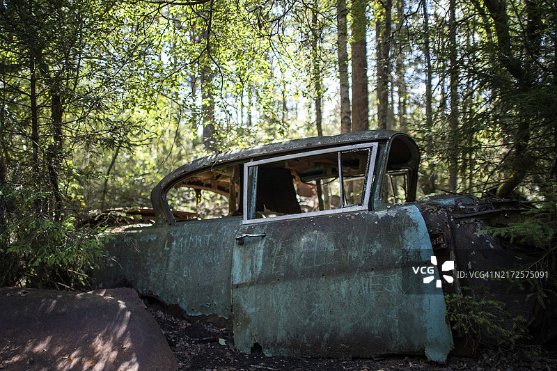 报废的古老汽车，位于瑞典图片素材