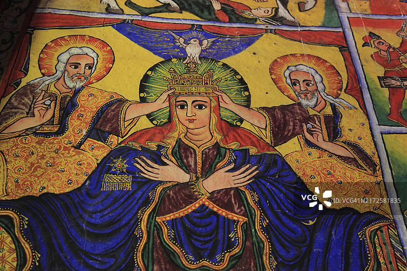 阿哈姆拉地区，塔纳湖泽吉半岛上的阿佐亚·玛利亚圆形教堂，埃塞俄比亚，非洲图片素材