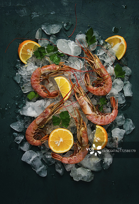 冰冻老虎虾特写（无人）图片素材