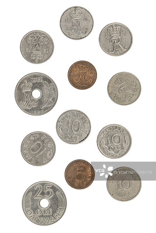 不同面值的丹麦硬币合集图片素材