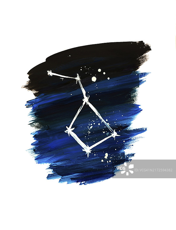 抽象背景，夜空熊图案，白色背景水粉画笔触图片素材