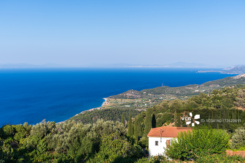 从希腊萨摩斯山上眺望爱琴海图片素材