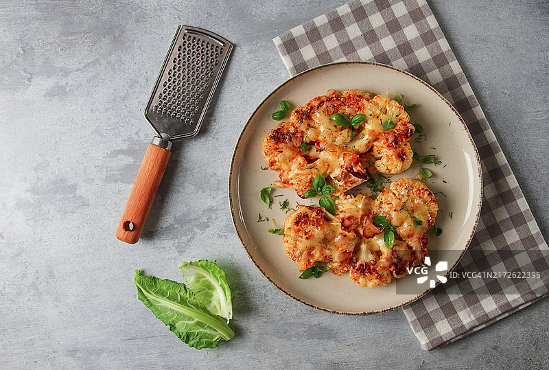 奶酪香料花椰菜牛排图片素材