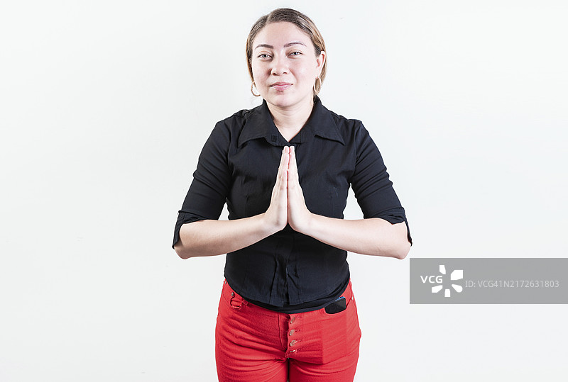 年轻女子请求帮助图片素材