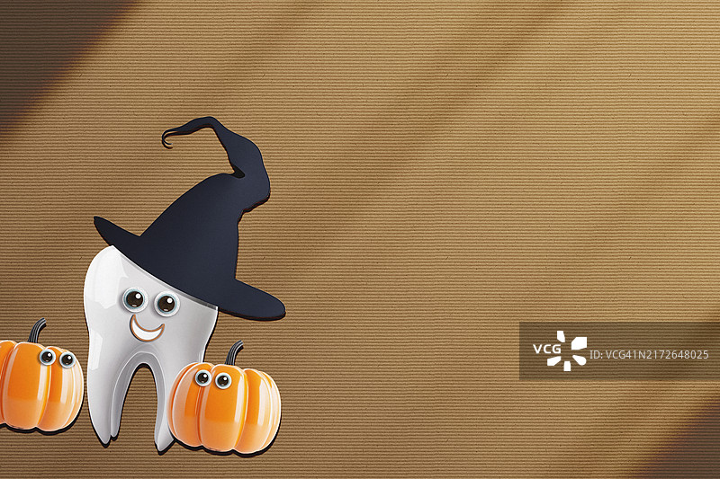 带有万圣节元素的3D牙齿图片素材