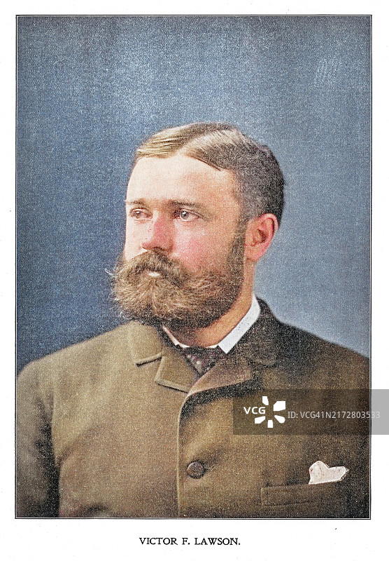 维克多·弗里蒙特·劳森肖像（1850年9月9日）：《芝加哥每日新闻》美国报纸出版人负责人图片素材