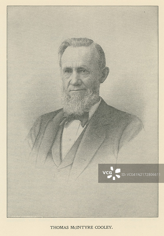 美国法官托马斯·麦金泰尔·库利（1824年1月6日 - 1898年9月12日）的肖像，他是密歇根州最高法院的第25任法官和首席法官，任职于1864年至1885年。图片素材