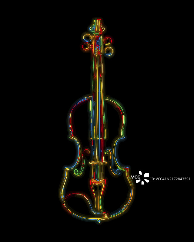 彩色手绘小提琴速写图片素材