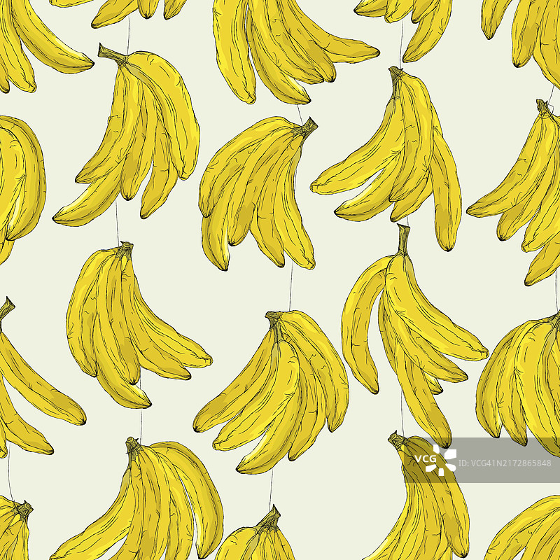 夏季香蕉无缝矢量图案壁纸图片素材