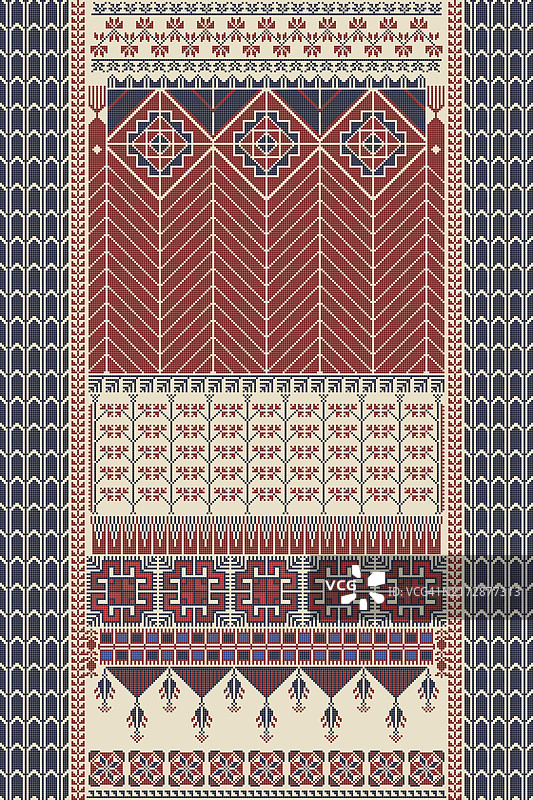 传统巴勒斯坦刺绣无缝图案矢量模板图片素材