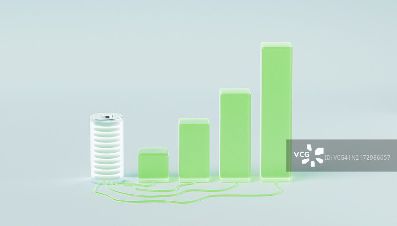 绿色条形图旁边的电池符号图片素材