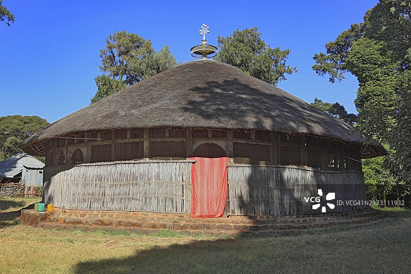 埃塞俄比亚塔纳湖泽吉半岛阿佐阿玛丽亚姆圆形教堂图片素材