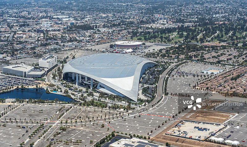 洛杉矶SoFi体育场的航拍景观图片素材