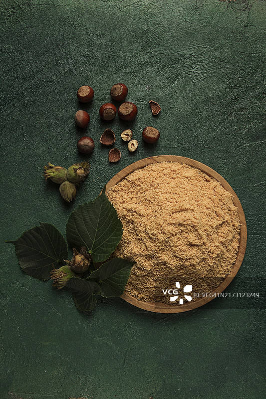 榛子粉，顶部视图图片素材