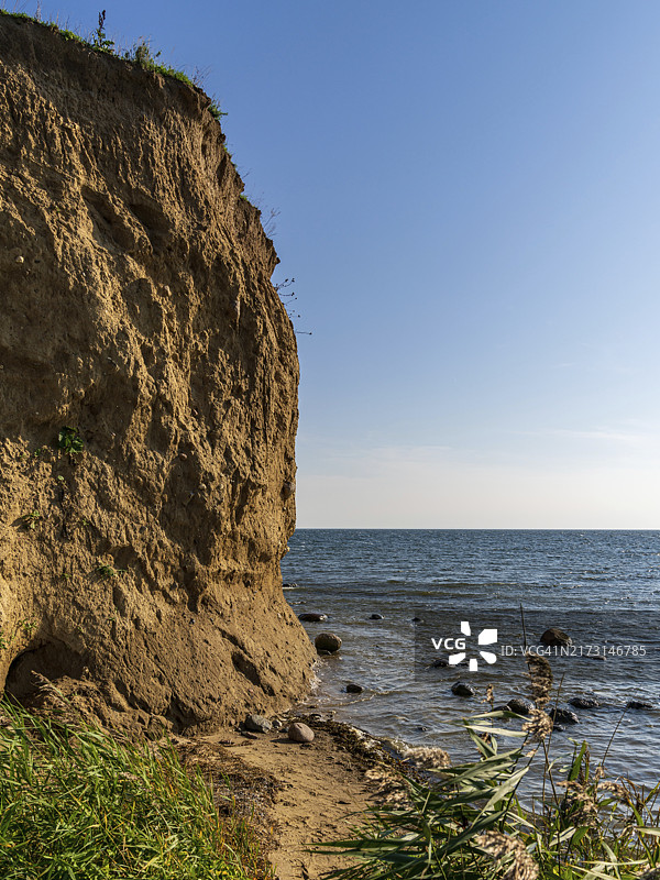 德国梅克伦堡-前波美拉尼亚吕根岛Reddevitzer Hoeft附近的波罗的海海岸和悬崖图片素材