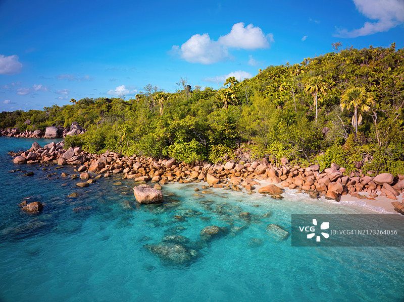 普拉兰岛Anse Lazio海滩，塞舌尔图片素材