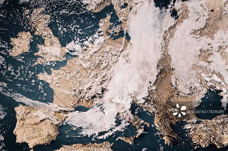 风暴“鲍里斯”袭击欧洲 2024年云图3D渲染图片素材