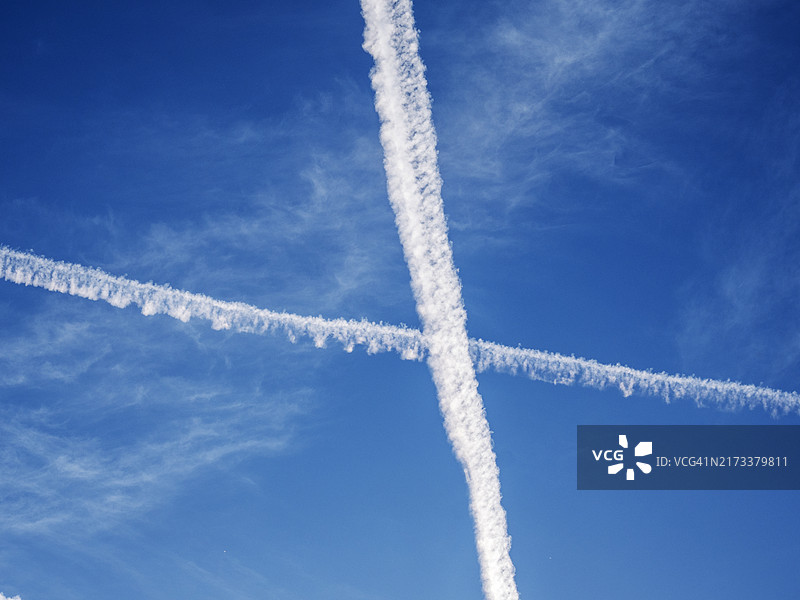 英国兰开夏郡克利瑟罗上空的盐形蒸汽轨迹图片素材