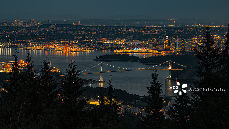 夜间城市景观俯瞰图片素材