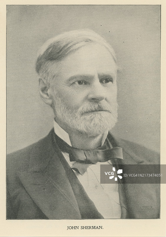 美国政治家约翰·谢尔曼肖像（曾任财政部长和国务卿）图片素材