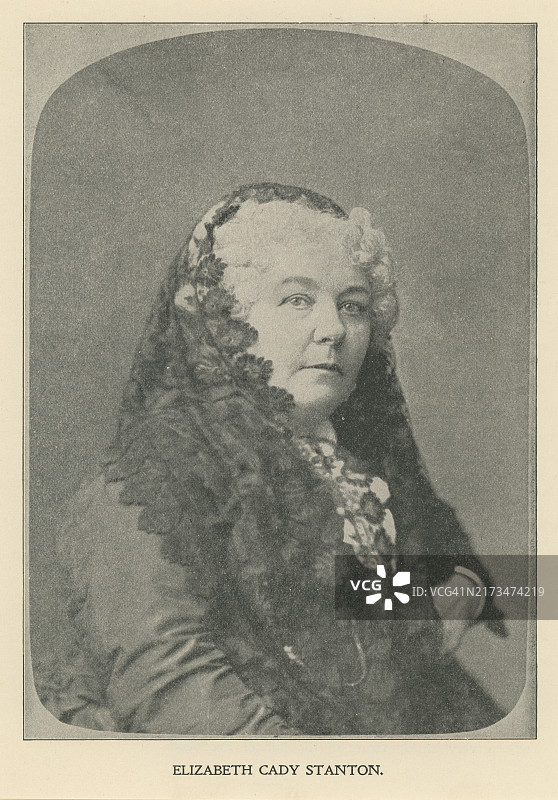 美国女权运动领袖伊丽莎白·卡迪·斯坦顿肖像图片素材