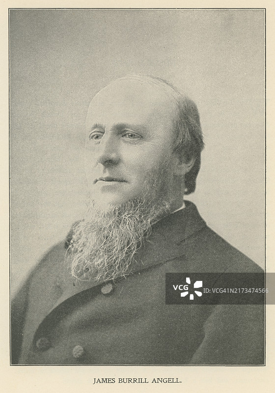 美国教育家、外交家詹姆斯·伯rill·安吉尔肖像图片素材