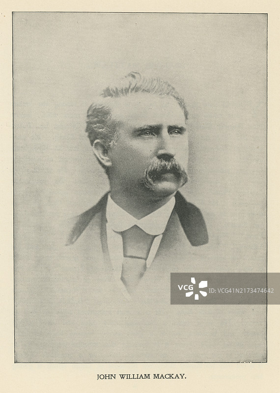 约翰·威廉·麦凯（1831年11月28日 - 1902年7月20日）的肖像，他是一位从贫困中崛起的爱尔兰裔美国工业家。图片素材