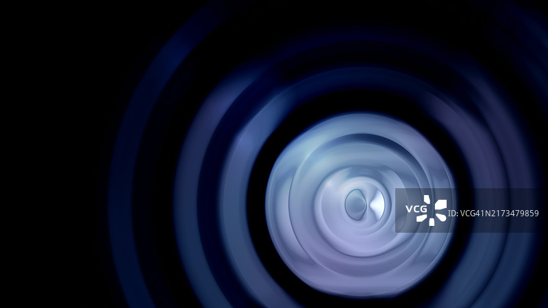 黑色背景上具有金属质感的蓝色和浅蓝色模糊圆圈图案图片素材
