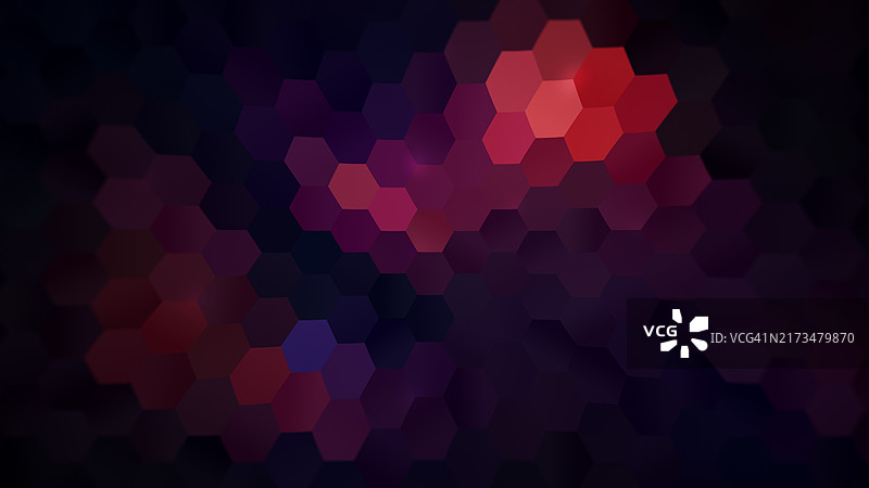 明亮和深暗的紫色与红色六边形，生动的抽象色彩渐变背景。图片素材